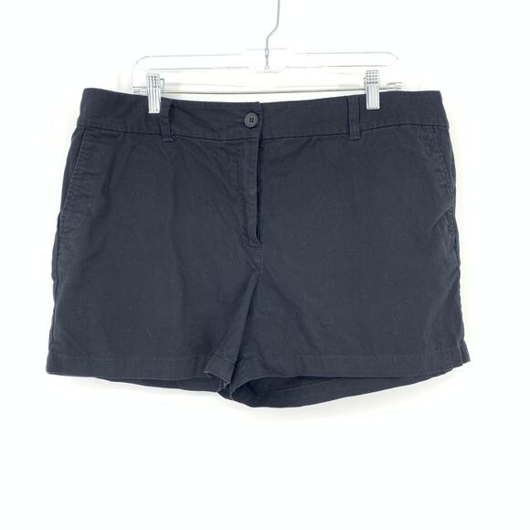 Loft Outlet Women's Size 16 4" Short 100% Cotton Mid Rise Zipped Front Black - Picture 1 of 7